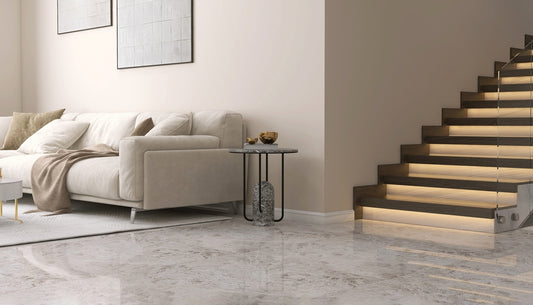 Luxury Living Room with Beautiful Marble Floor Tile