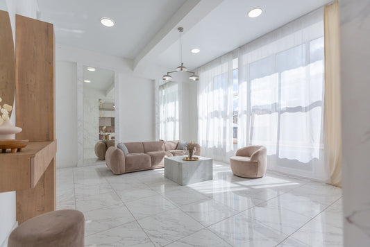 Modern Apartment in a Minimalist Style with Luxurious Floor Tiles