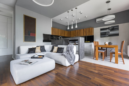 Living Room with Wood-Looking Floor Tiles