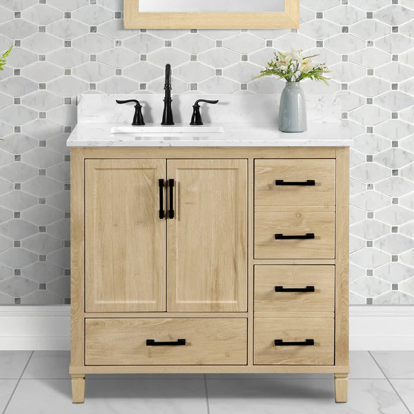 OasisTile Vantique 36" Single Vanity With Carrara white Engineered Stone Top Horizon Tile