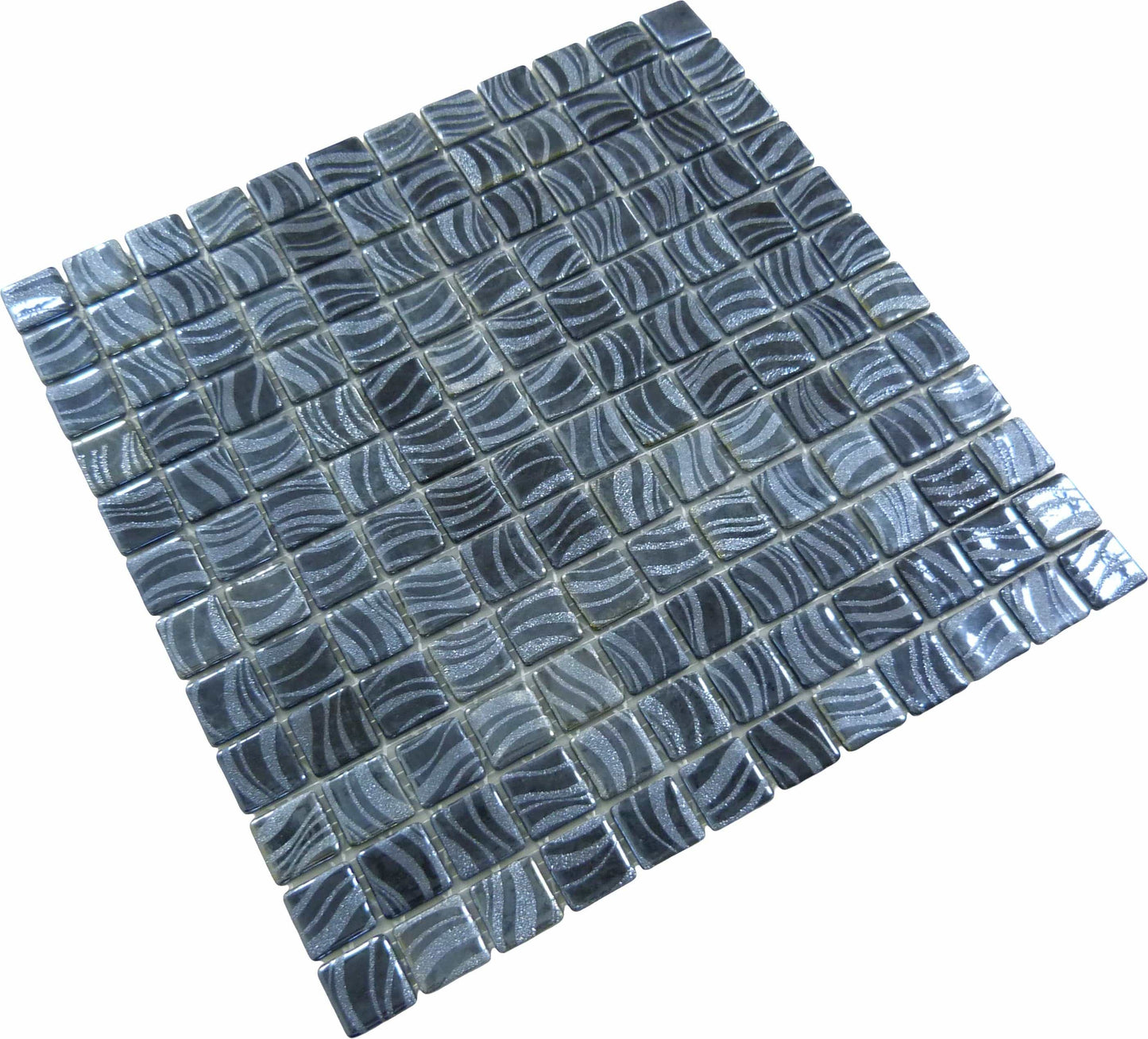 Glitter Black 1x1 Glossy Glass Tile Absolut Glass