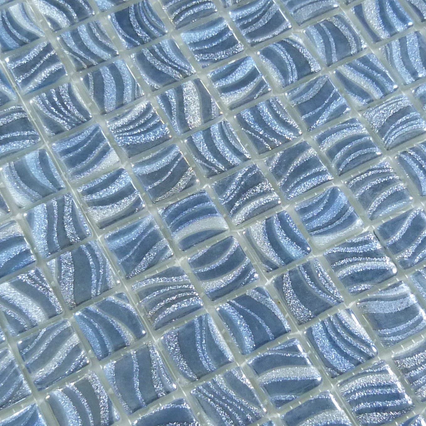 Glitter Blue 1x1 Glossy Glass Tile Absolut Glass