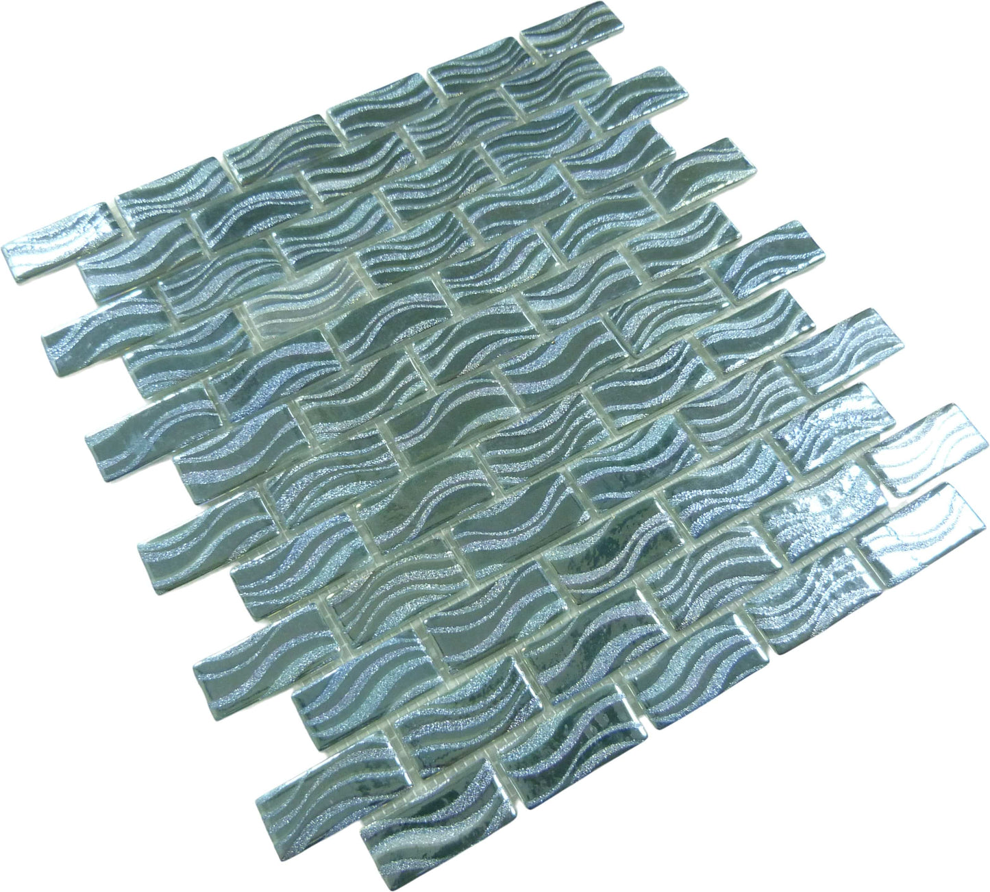 Glitter Green 1x2 Glossy Glass Tile Absolut Glass