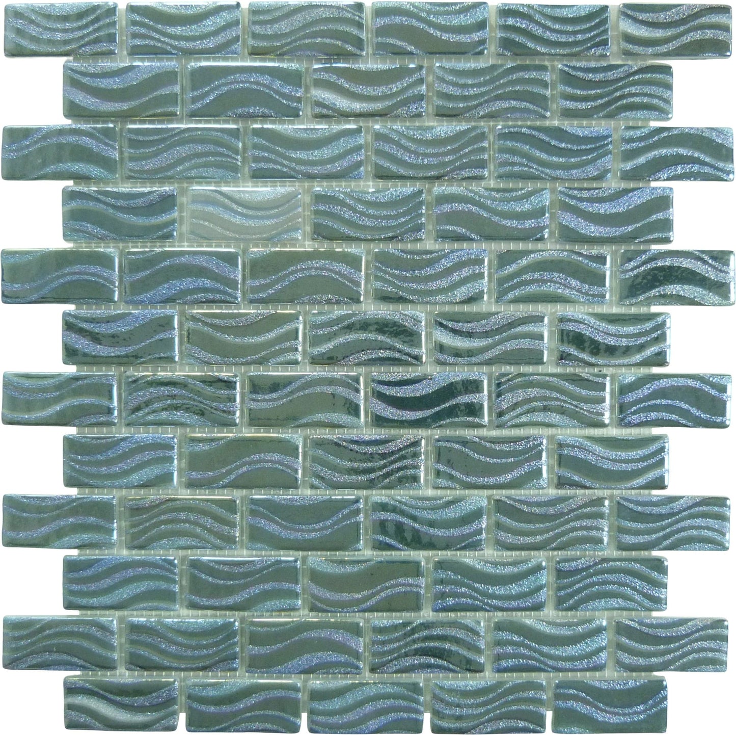 Glitter Green 1x2 Glossy Glass Tile Absolut Glass