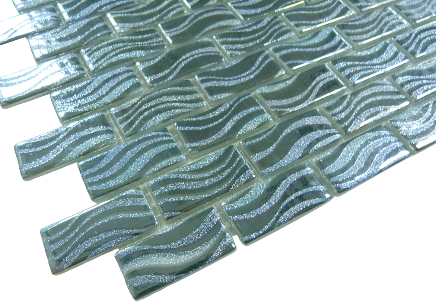 Glitter Green 1x2 Glossy Glass Tile Absolut Glass