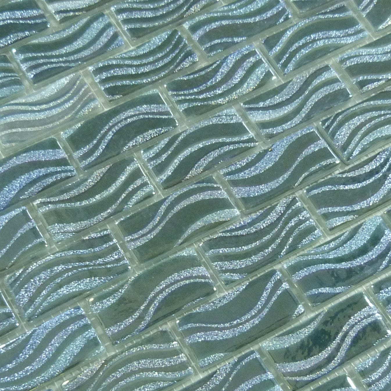 Glitter Green 1x2 Glossy Glass Tile Absolut Glass