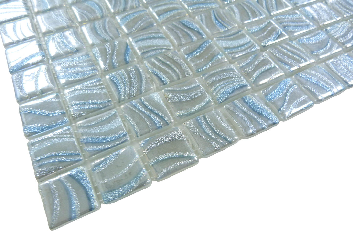 Glitter Grey 1x1 Glossy Glass Tile Absolut Glass