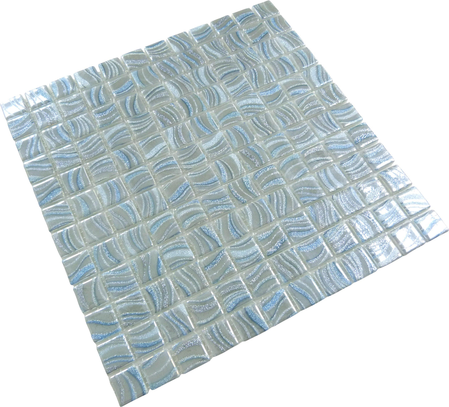 Glitter Grey 1x1 Glossy Glass Tile Absolut Glass