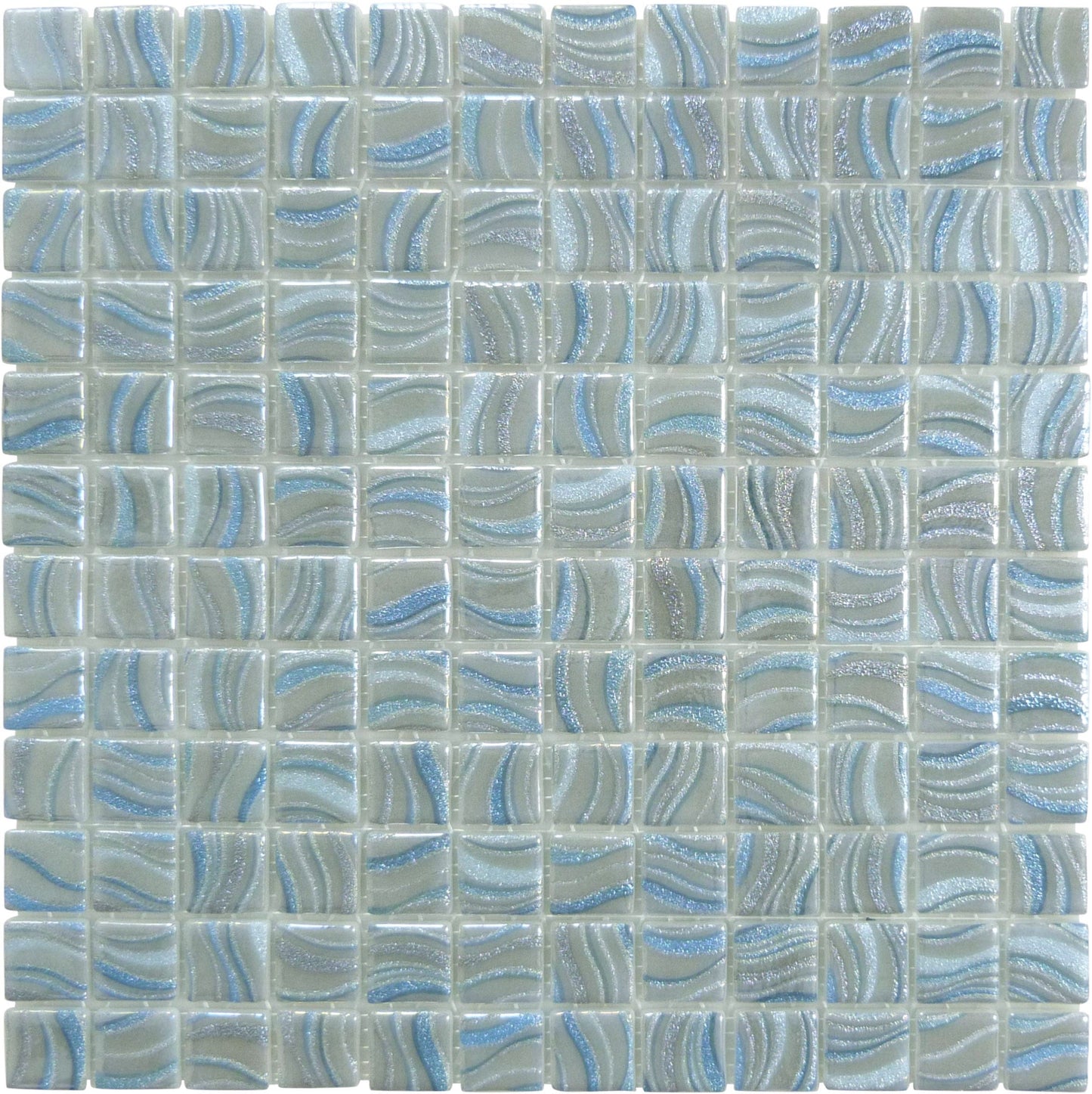 Glitter Grey 1x1 Glossy Glass Tile Absolut Glass