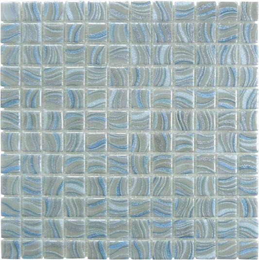 Glitter Grey 1x1 Glossy Glass Tile Absolut Glass