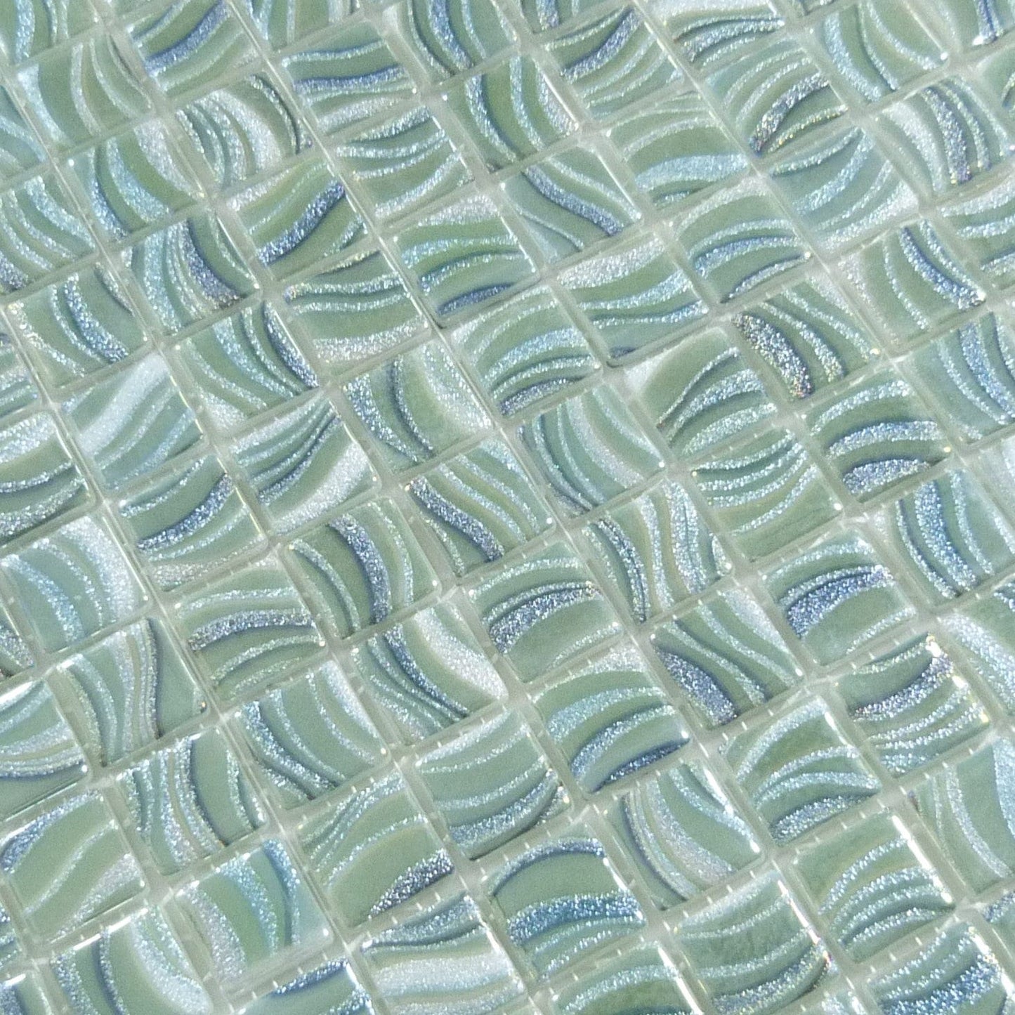 Glitter Jade 1x1 Glossy Glass Tile Absolut Glass