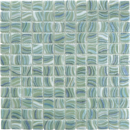 Glitter Jade 1x1 Glossy Glass Tile Absolut Glass