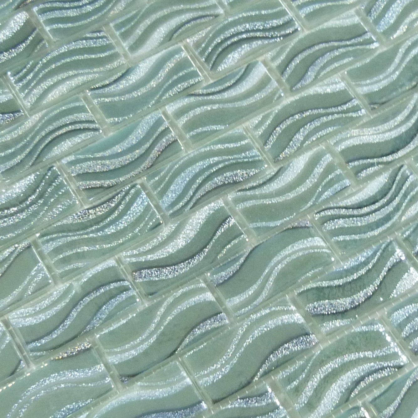 Glitter Jade 1x2 Glossy Glass Tile Absolut Glass