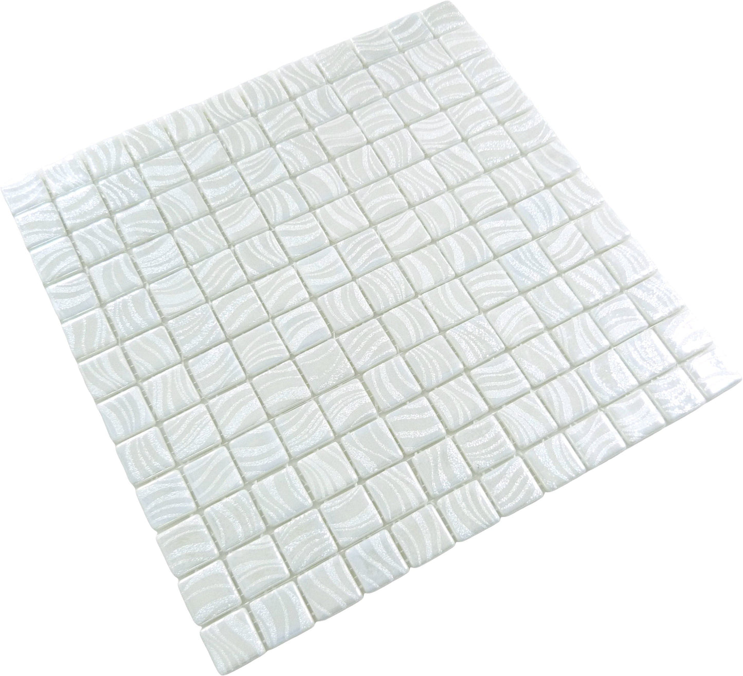 Glitter White 1x1 Glossy Glass Tile Absolut Glass