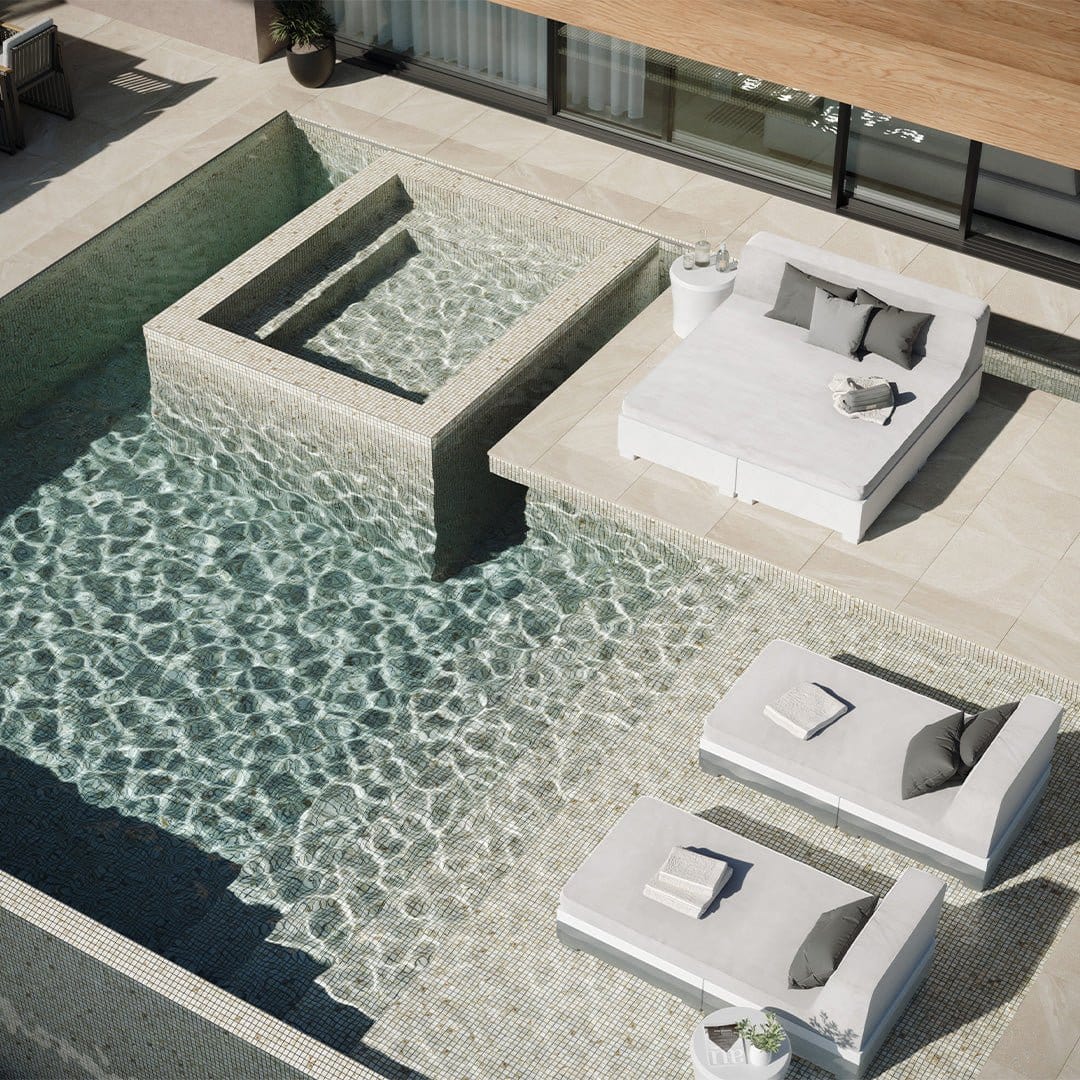 Oasis Marfil White 1x1 Matte Glass Tile Absolut Glass
