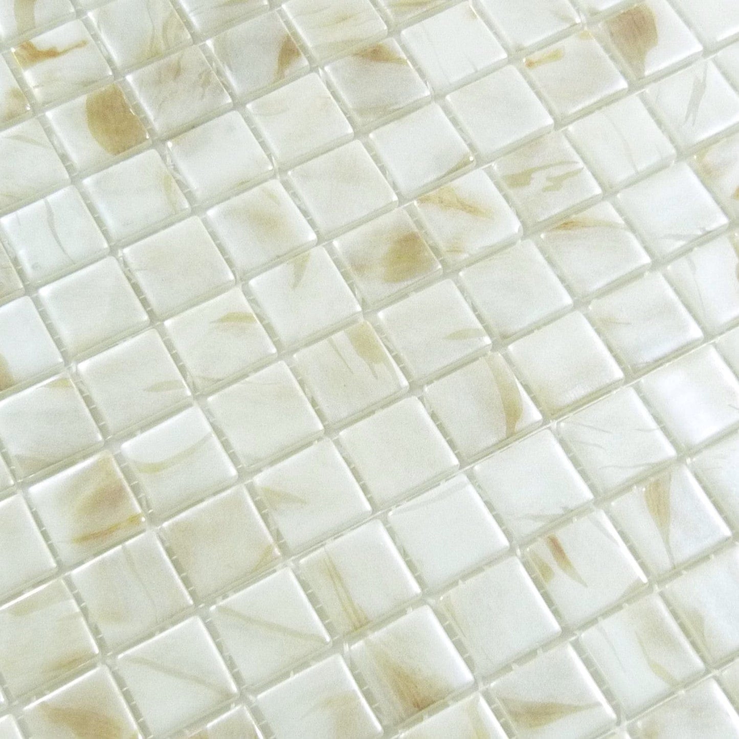 Oasis Marfil White 1x1 Matte Glass Tile Absolut Glass