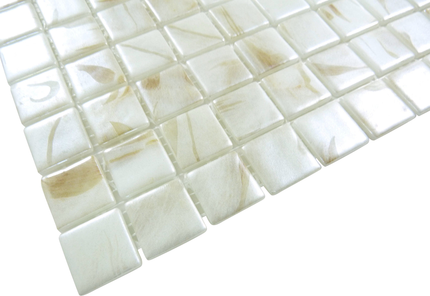 Oasis Marfil White 1x1 Matte Glass Tile Absolut Glass