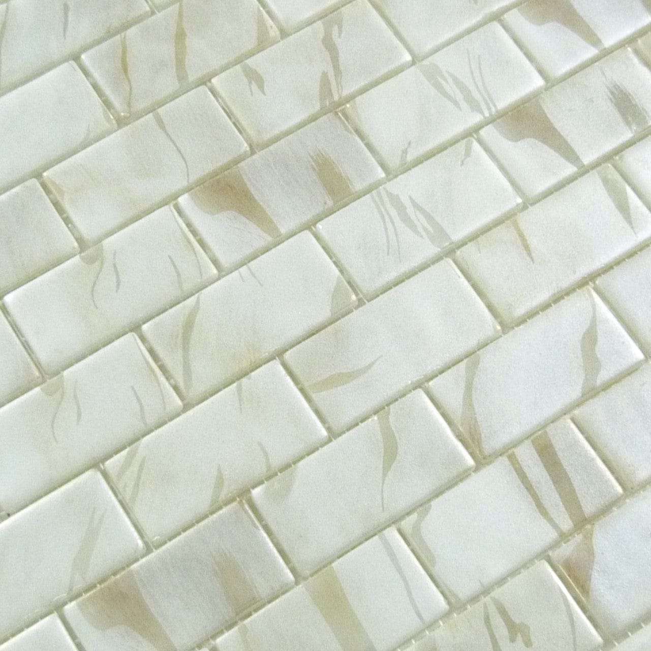 Oasis Marfil White 1x2 Matte Glass Tile Absolut Glass