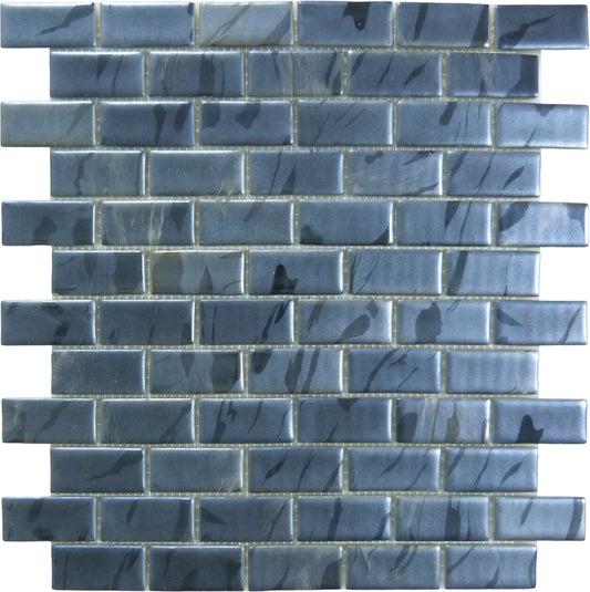 Oasis Black 1x2 Matte Glass Tile Absolut Glass
