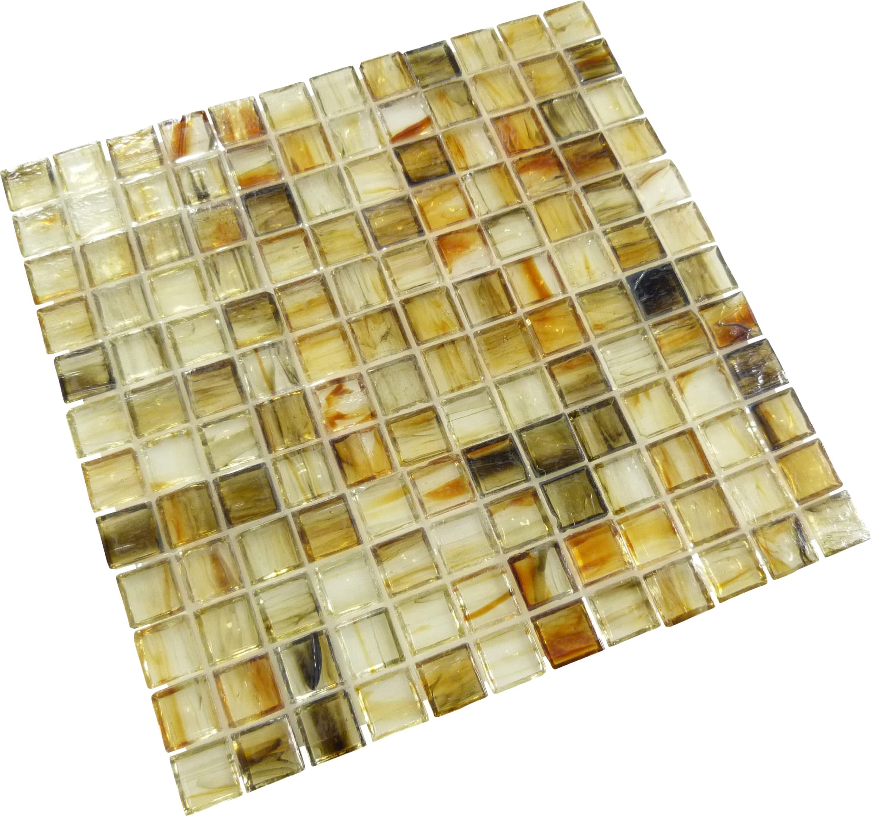 Bronze 1x1 Glossy Glass Tile Botanical Glass