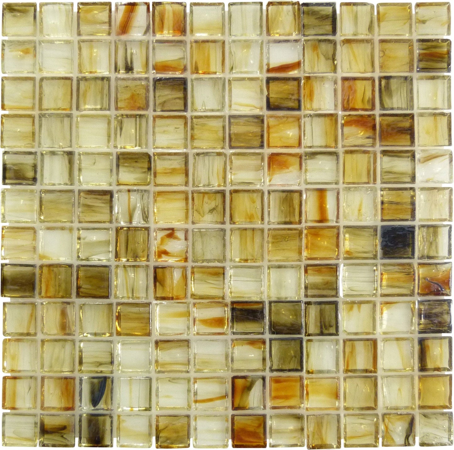 Bronze 1x1 Glossy Glass Tile Botanical Glass