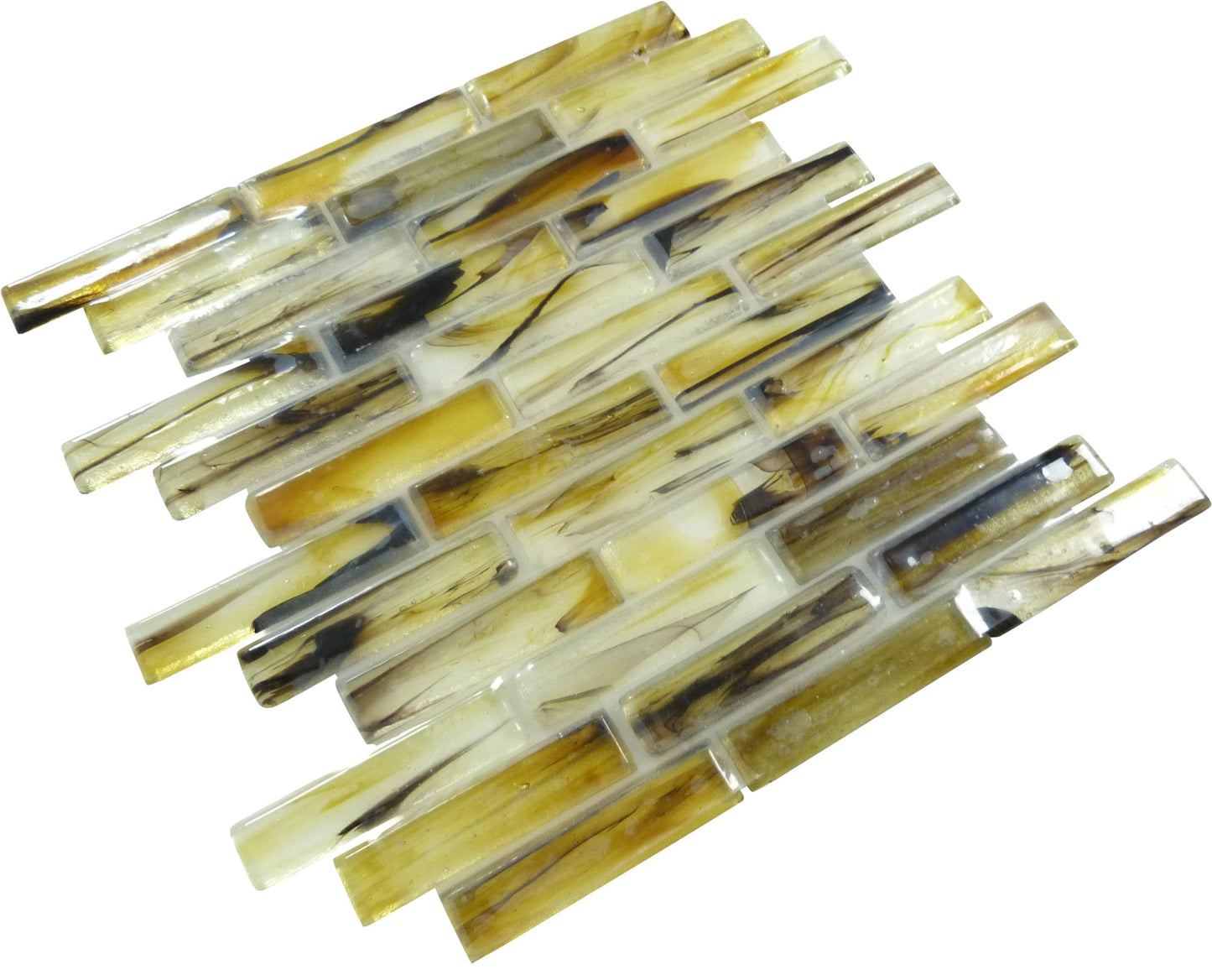 Flammeous 1x4 Brown Glossy Glass Tiles Botanical Glass