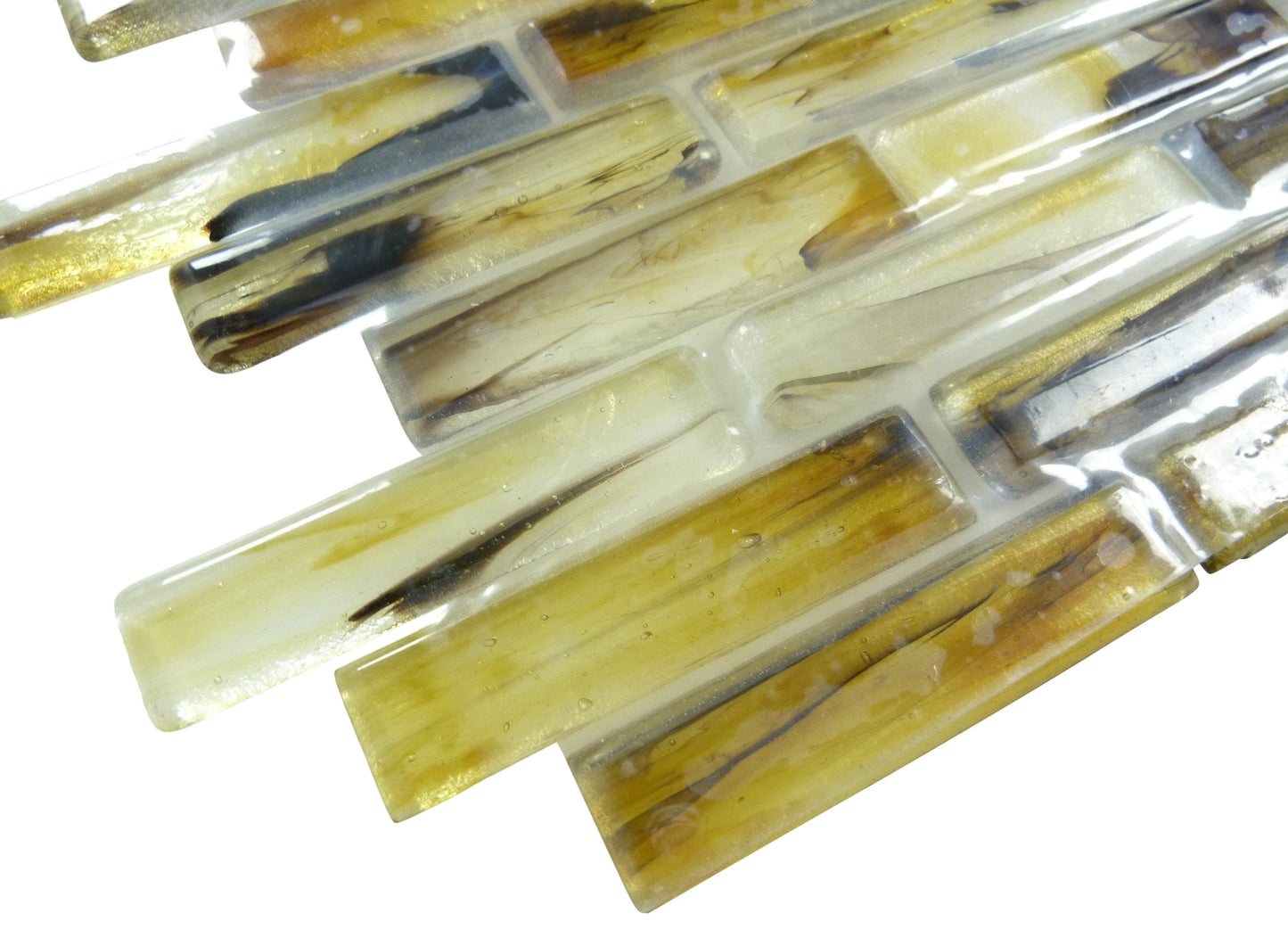 Flammeous 1x4 Brown Glossy Glass Tiles Botanical Glass
