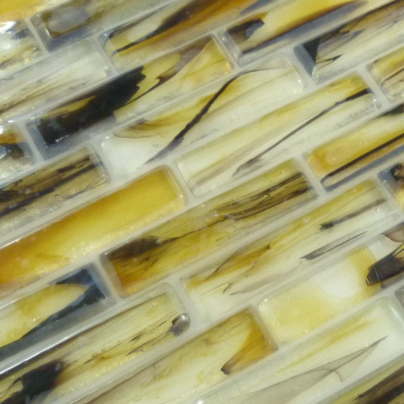 Flammeous 1x4 Brown Glossy Glass Tiles Botanical Glass