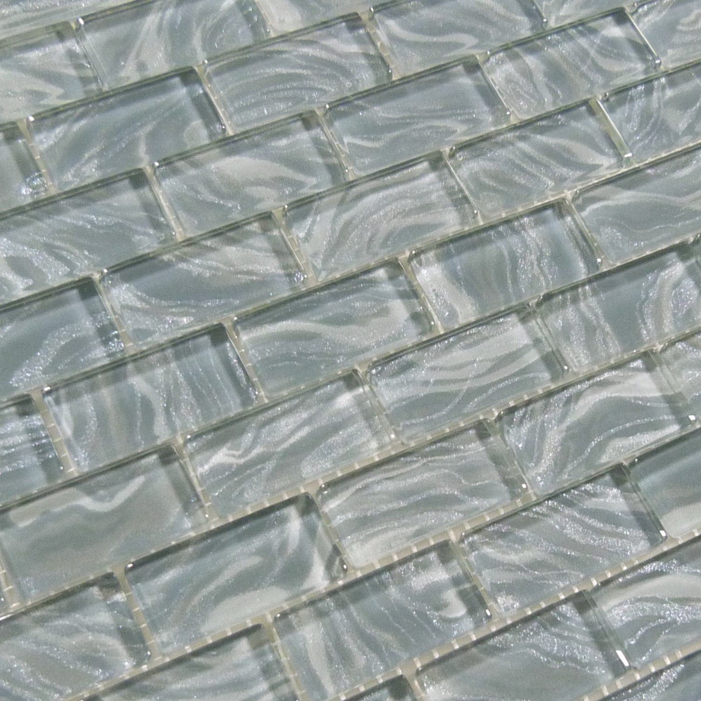 Oceanique High Tide Grey 1x2 Glossy Glass Tile Dynamic Surfaces
