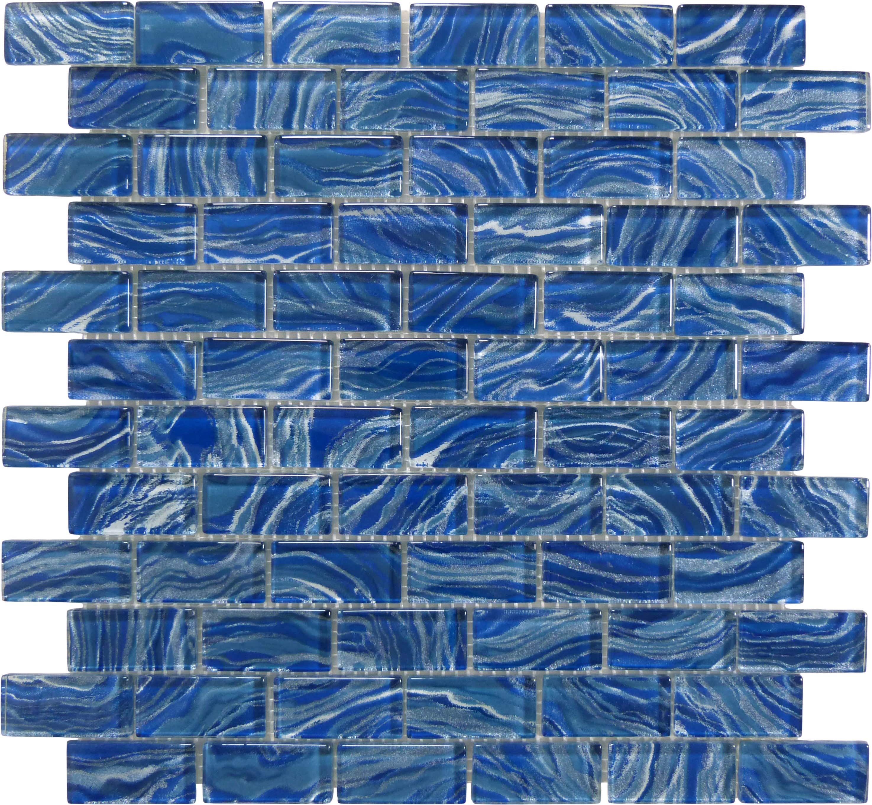 Oceanique High Tide Navy Blue 1x2 Glossy Glass Tile Dynamic Surfaces