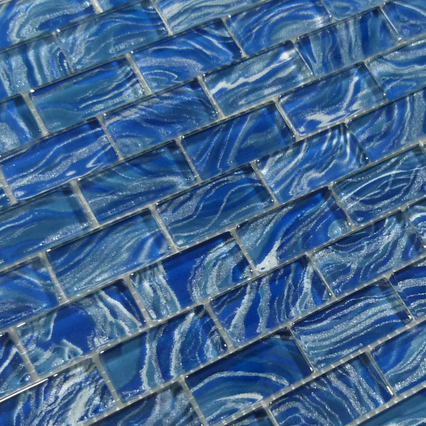 Oceanique High Tide Navy Blue 1x2 Glossy Glass Tile Dynamic Surfaces