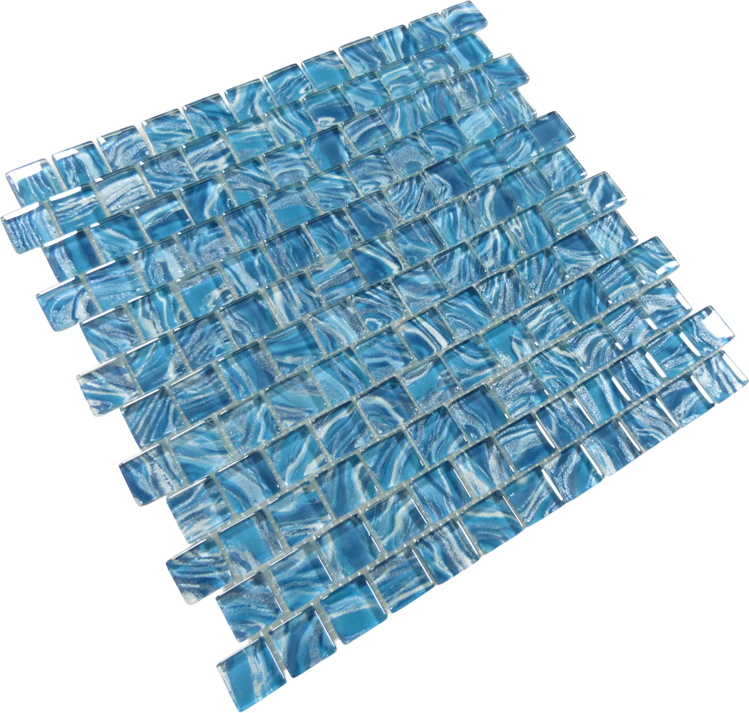 Oceanique High Tide Teal Green 1x1 Glossy Glass Tile Dynamic Surfaces