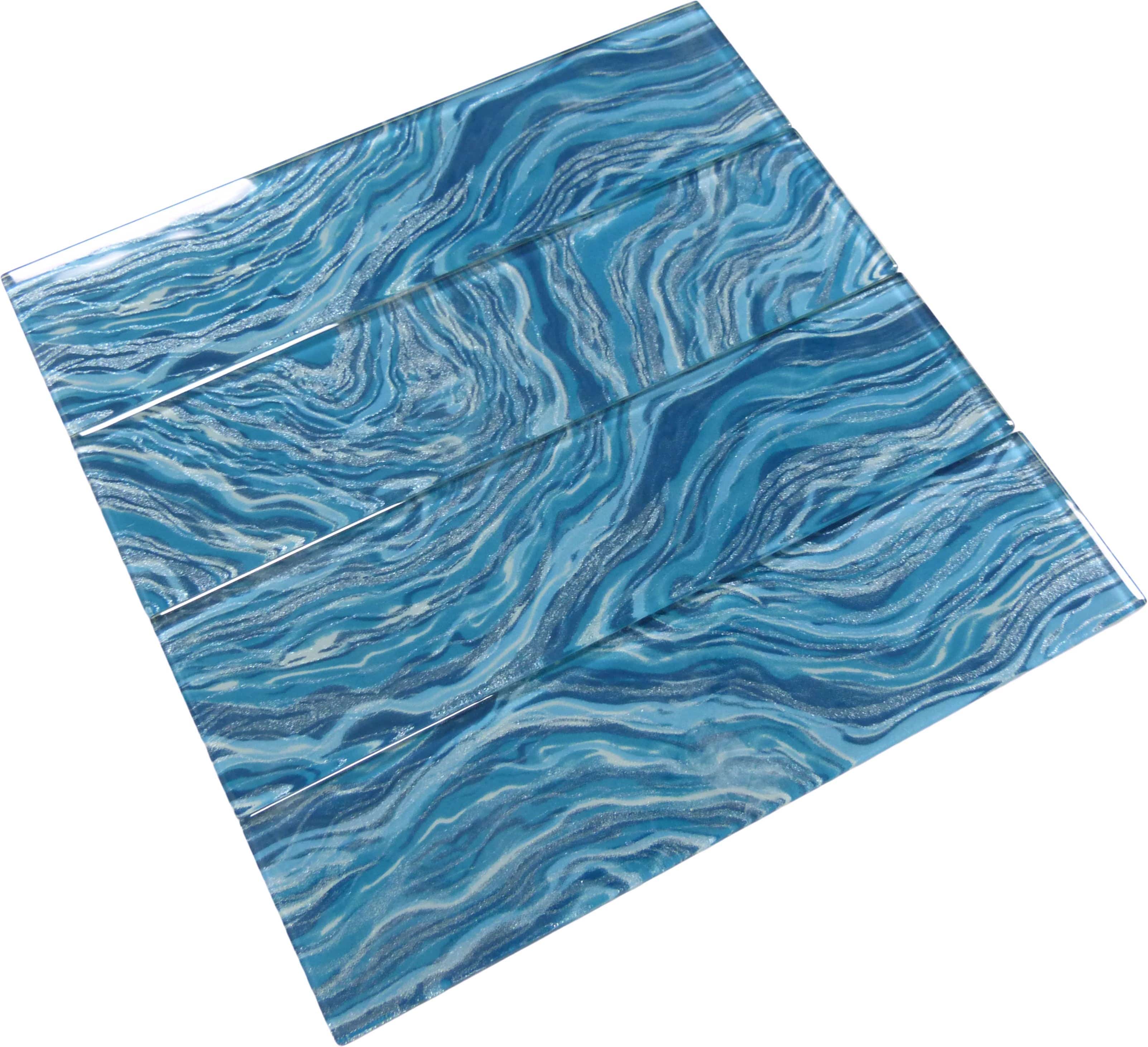 Oceanique High Tide Teal Green 3x12 Glossy Glass Tile Dynamic Surfaces