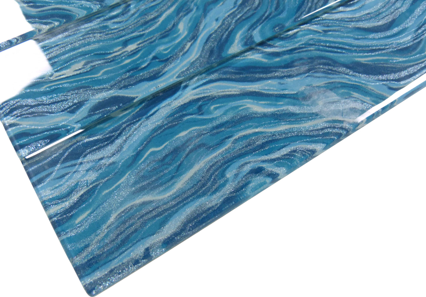 Oceanique High Tide Teal Green 3x12 Glossy Glass Tile Dynamic Surfaces