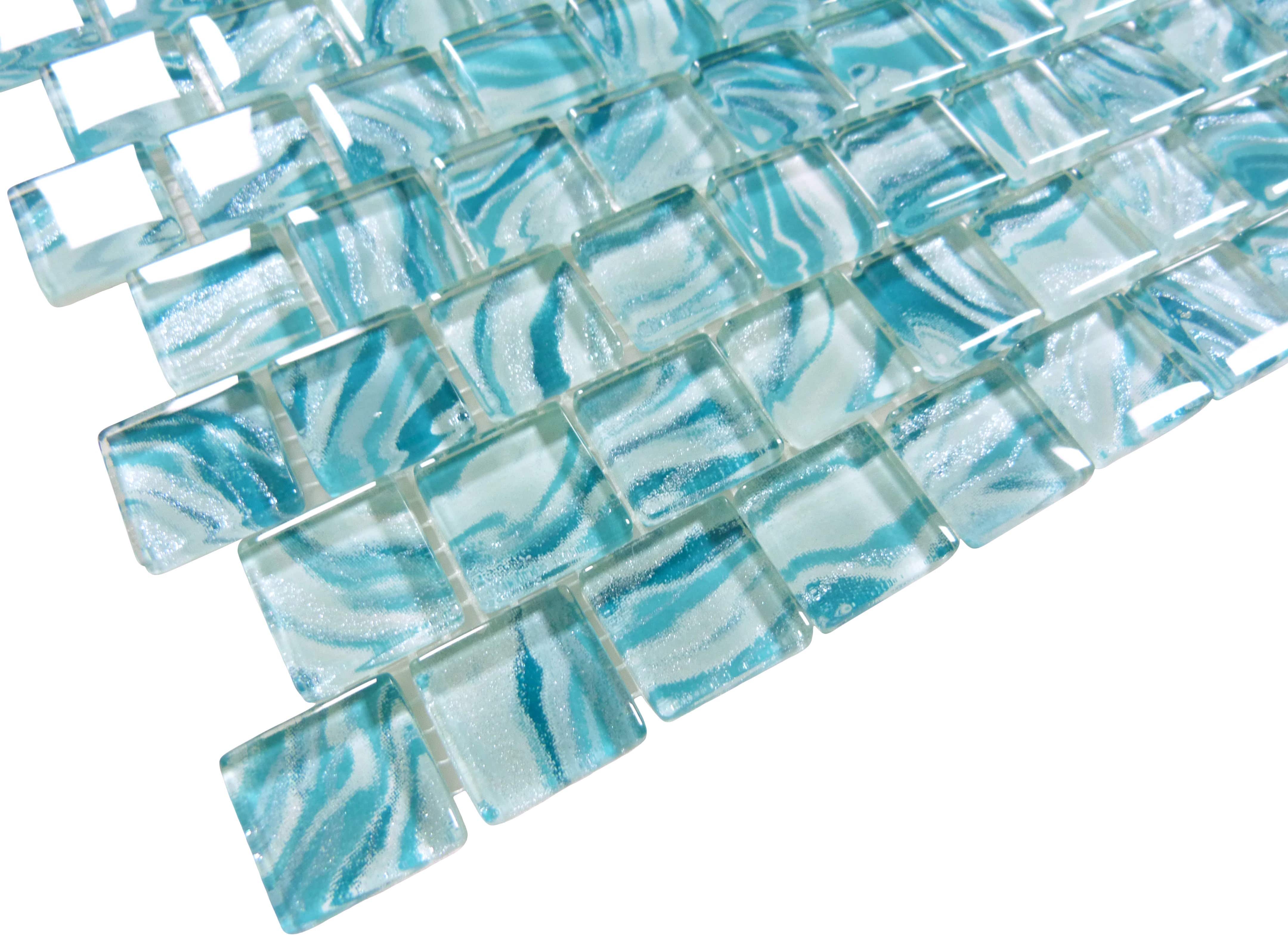 Oceanique High Tide Turquoise 1x1 Glossy Glass Tile Dynamic Surfaces