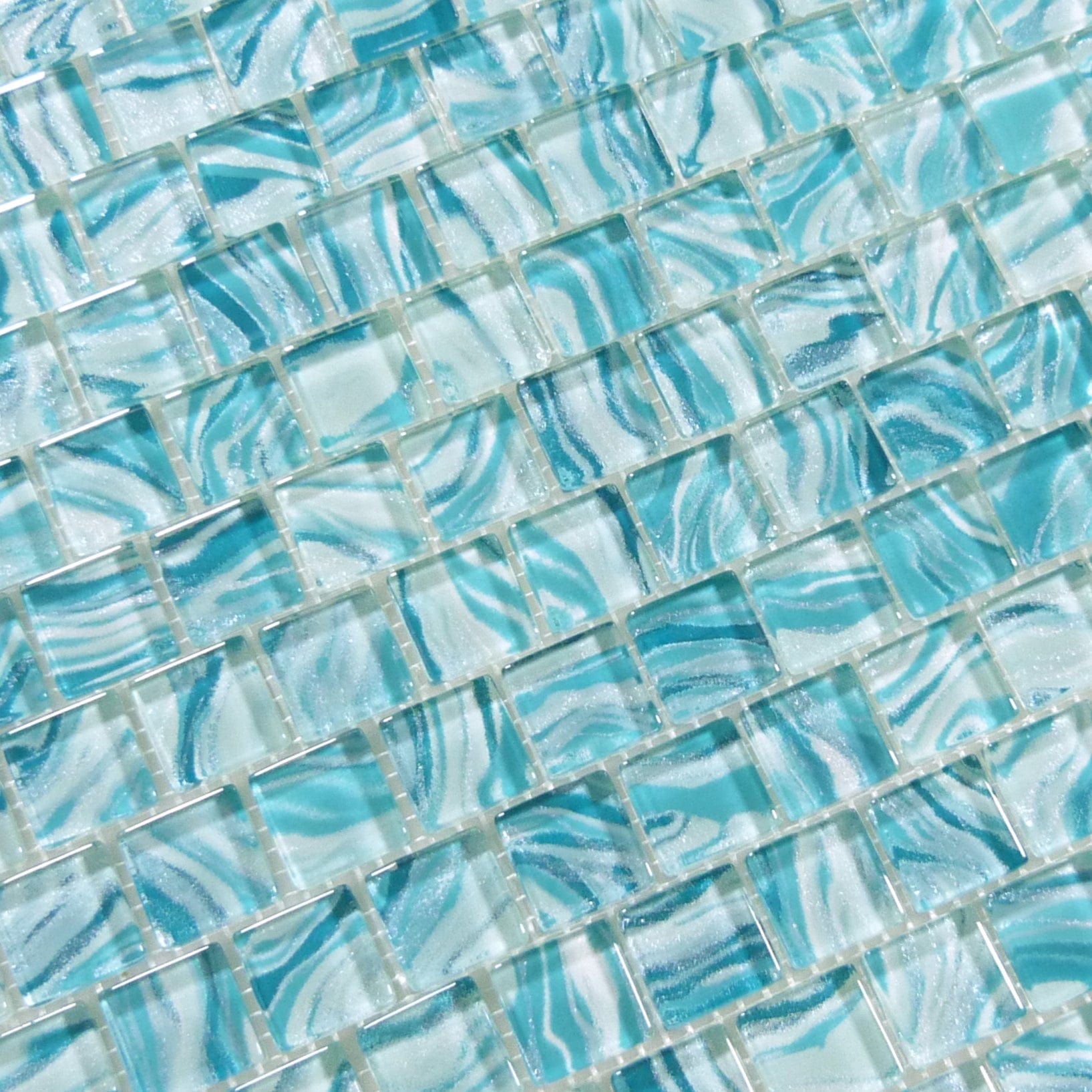 Oceanique High Tide Turquoise 1x1 Glossy Glass Tile Dynamic Surfaces