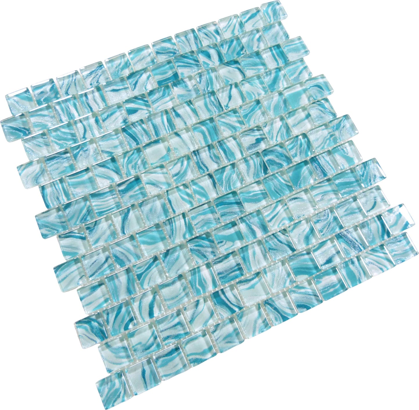 Oceanique High Tide Turquoise 1x1 Glossy Glass Tile Dynamic Surfaces