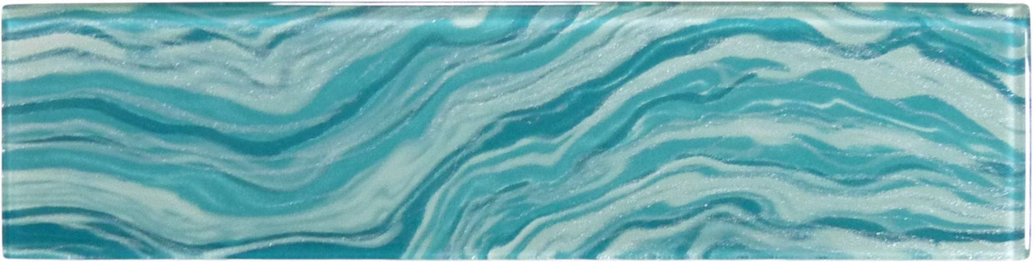 Oceanique High Tide Turquoise 3x12 Glossy Glass Tile Dynamic Surfaces