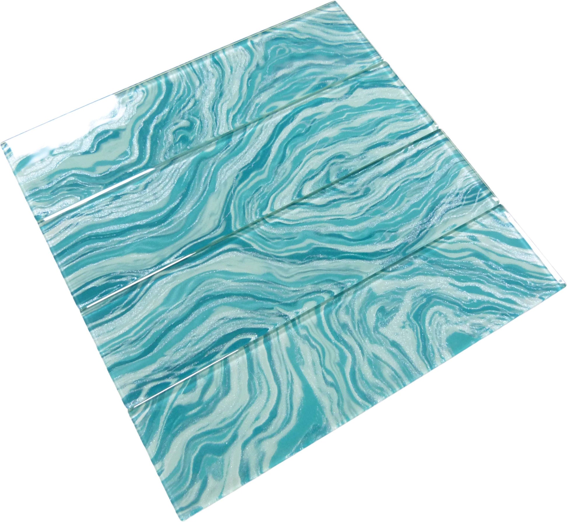 Oceanique High Tide Turquoise 3x12 Glossy Glass Tile Dynamic Surfaces