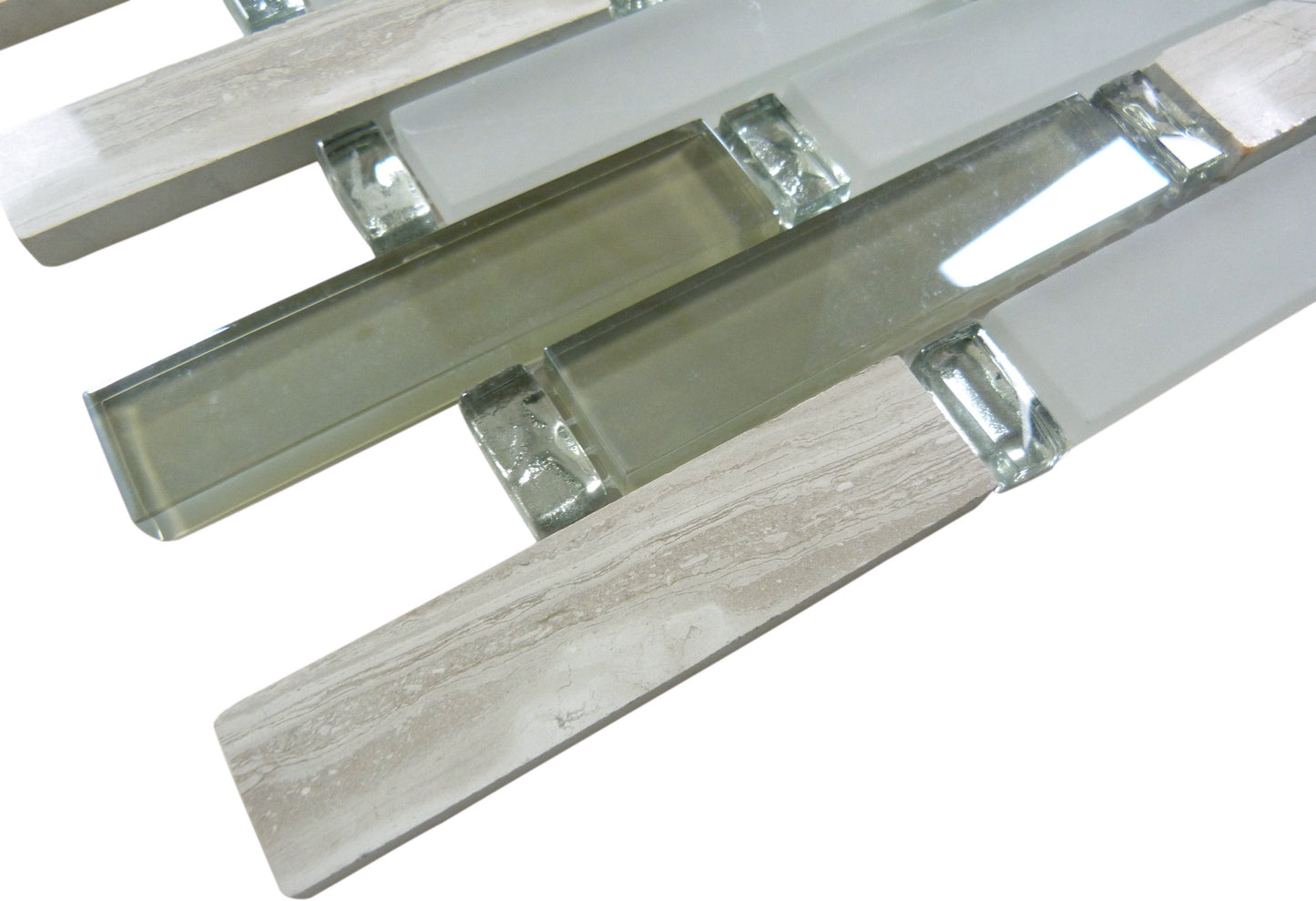 Milestone Beige 1x4 Glass and Stone Tile Euro Glass