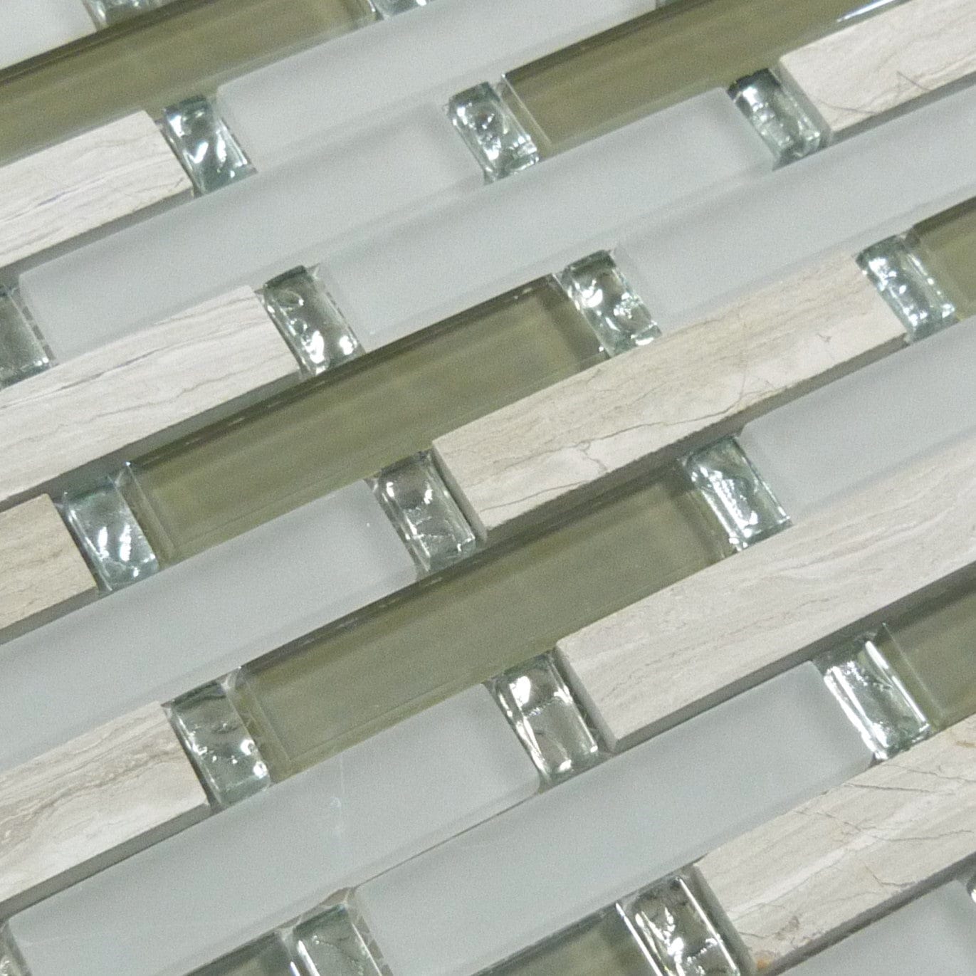 Milestone Beige 1x4 Glass and Stone Tile Euro Glass