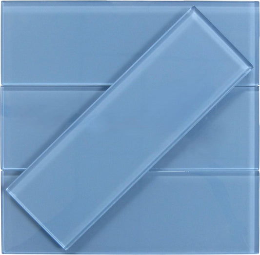 Seafoam Blue 4x12 Glossy Glass Subway Tile Euro Glass