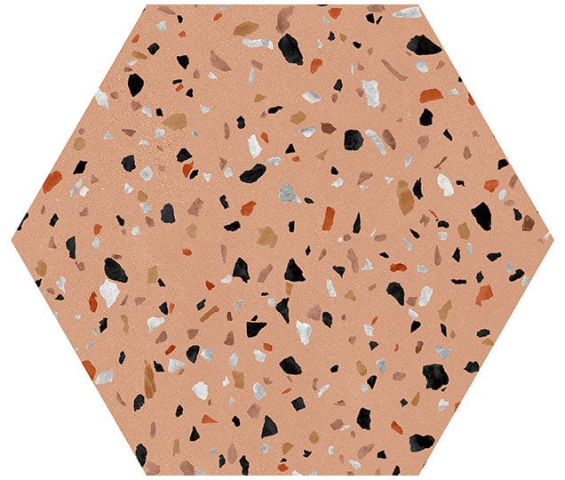 Abstract Camel 8x9 Hexagon Matte Porcelain Tile Euro Glass