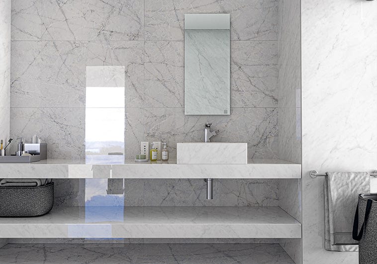 Atlantis White 24x48 Polished Porcelain Tile Euro Glass