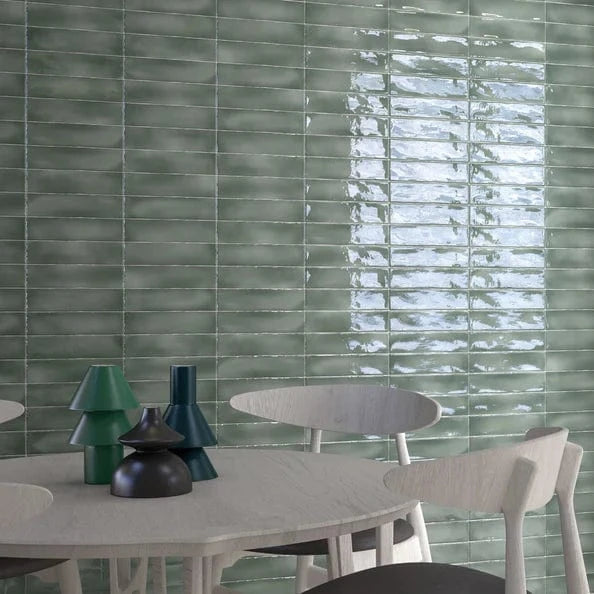 Brooklyn Jade Green 3x12 Glossy Ceramic Tile Euro Glass