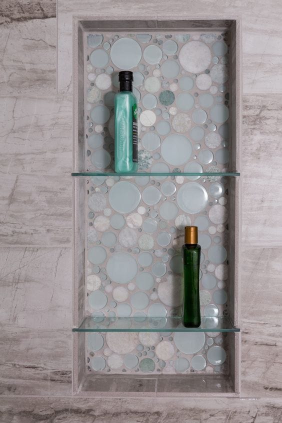 Bubble Moonstone Green Circles Glass and Stone Tile Euro Glass