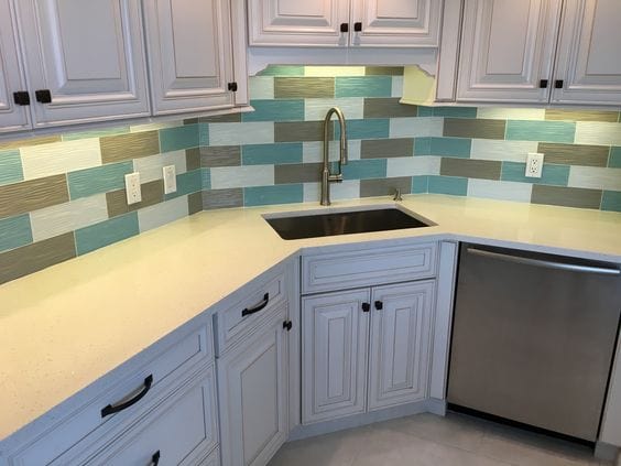 Soft Mint Green Wave 4x12 Glossy Glass Subway Tile Euro Glass