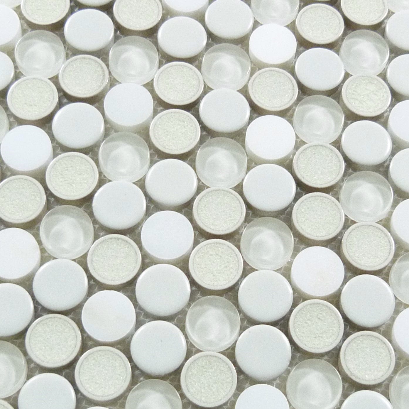 Ceremonial Festive Whites 1x1 Glass and Stone Tile Euro Glass