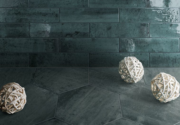 Denver Hexagon Green 9x10 Matte Porcelain Tile Euro Glass