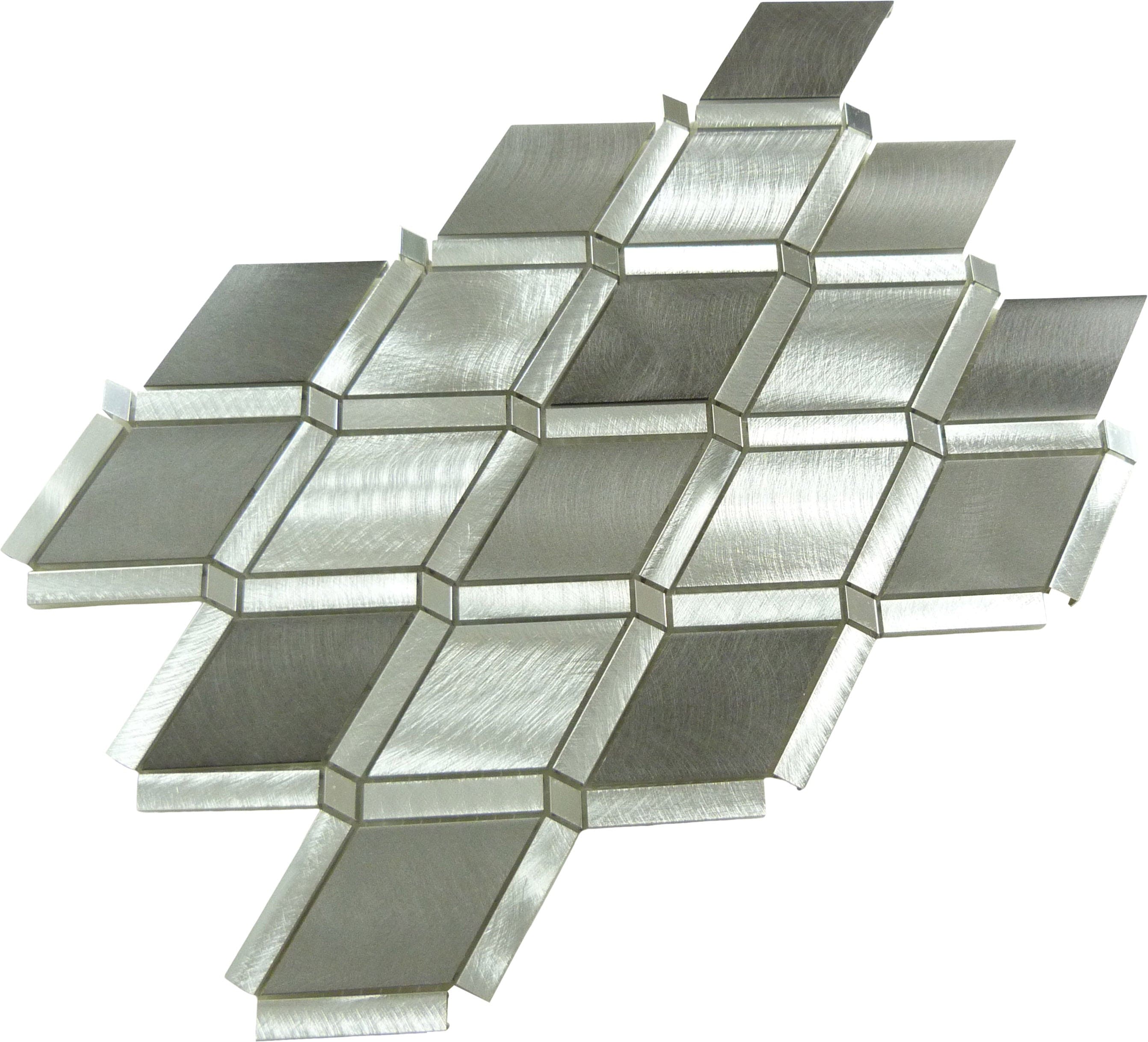 Platinum Moon Diamond Grey Brushed Aluminum Tile Euro Glass